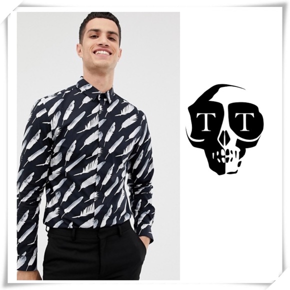 Twisted Tailor Other - NWOT Twisted Tailor Skinny Feather Print Shirts